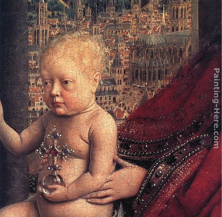 Jan van Eyck The Virgin of Chancellor Rolin [detail 2]